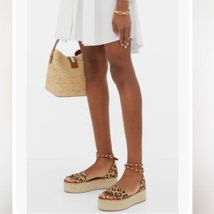 Valentino Garavani Leopard Print Espadrille Platform Sandals Size 40 EU / 10 US